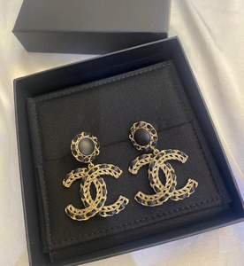 香奈儿chanel专柜正品代购22a黑山茶花圆形双c耳钉耳环大号小号0人