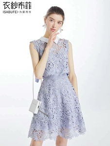 衣纱布菲淡蓝紫色镂空蕾丝裙仅试穿，实物跟图片一样美，原价将近