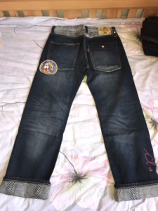 clot蟒蛇牛仔裤,陈冠希联名合作李维斯限定版,金龙布贴,尺