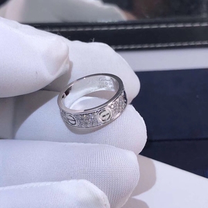 卡地亚宽版满天星love戒指 纯18k金 au750