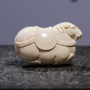 【唐马】猛犸象牙 手雕憨态可掬的牙雕马手把玩件 手感圆润