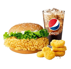 华莱士套餐 香辣鸡排堡 黑椒鸡块 中可