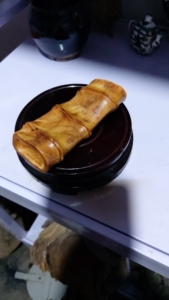太行崖柏竹节精品手把件,糖心料高油料质