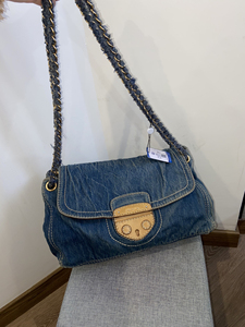 prada普拉达牛仔包牛仔流浪包 链条包机场包