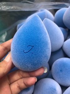 juno植绒美妆蛋超软不吃粉化妆粉扑海绵球蓝色水滴绒毛