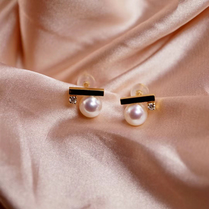 70日本akoya海水珍珠耳钉70tasaki 同款平衡木系列