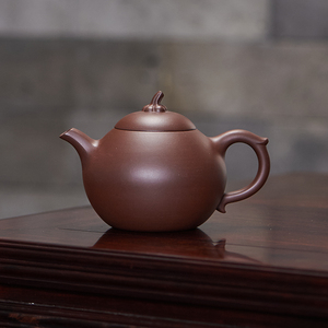 宜兴紫砂壶原矿老紫泥匏瓜壶国工裴剑清手工制310cc实用茶具l
