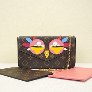 [未使用]公价10200lv女包老花限量款爱情鸟三合一链条斜跨单肩包