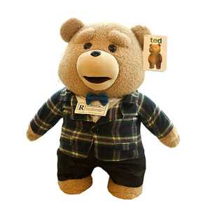 爱尚熊 ted2电影泰迪熊公仔熊猫萌贱熊毛绒玩具会说话 格子西服套
