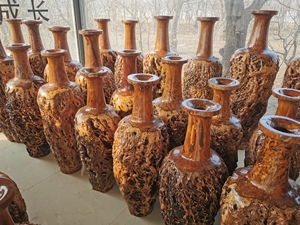 酒店大堂实木花瓶摆件,根艺一体成型百年枣树花瓶摆件,适合于酒