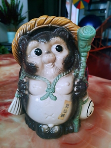 日本信乐烧福狸招财,开运～高18cm