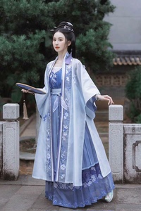 钟灵记阿青:仿长干寺阔袖褙子合围吊带妆花百迭裙汉服女2022