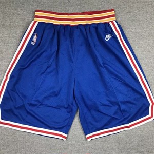 勇士队球裤复古经典版  短裤au面料刺绣运动休闲库里蓝球裤五