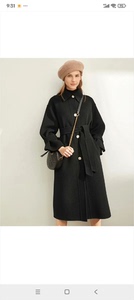 艾米amii大衣，黑色经典款，不过时，百分百纯羊毛，穿了有两