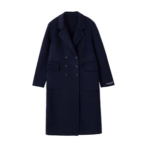 拉夏贝尔春秋毛呢外套,藏蓝色,98新,面料超级赞,不起球,原