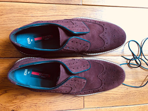 lloyd男鞋朋友回国赠送的礼物,外翻毛皮,内衬皮,鞋带貌似