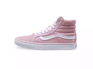 万斯女鞋高帮正品vans粉色