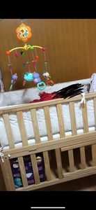 乐奇宝贝原色实木婴儿床下层可储物，适合床垫尺寸118*63