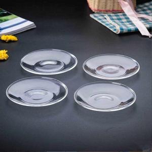 家用小碟子咖啡碟点心小吃碟坚果盘茶杯托欧式杯垫透明玻璃小圆碟