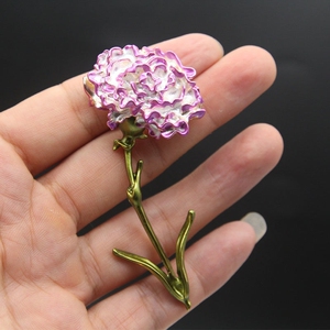 高档送礼花朵胸针紫色康乃馨花朵胸针礼物气质西装外套胸花别针