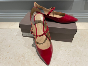 小CK CHARLES＆KEITH女鞋单鞋凉鞋气质平底鞋红色
