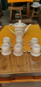 1965—1995年代淄博瓷厂的茶壶一套 山东淄博陶瓷机械厂