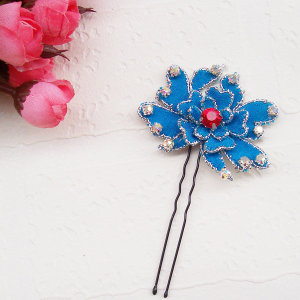 古装旦角演出饰品黄梅戏越剧戏曲花旦仿点翠头饰发钗发簪桃花