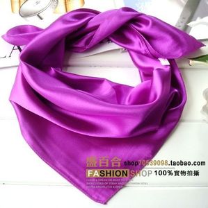 紫色真丝素色丝巾单色纯色丝巾春季男士女士围巾职业小方巾