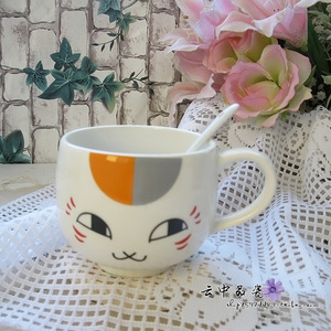 外贸陶瓷餐具猫咪老师大肚马克杯创意水杯咖啡杯子早餐牛奶杯送勺