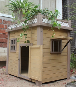 平顶户外防腐处理实木狗屋狗窝狗笼屋顶可栽花防雨防晒防腐包邮