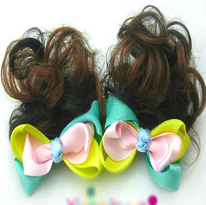 韩国儿童假发网兜 女童卷发饰 韩版发饰发夹 公主假发发夹 多色款