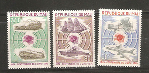 马里 1974 UPU：轮船，飞机，火车等 3全 MNH ED2-12