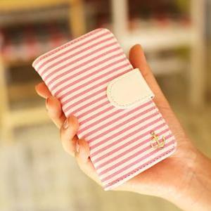 韩国正品布面条纹手机壳  Sewing Diary-粉色 适用于iphone 4/4S