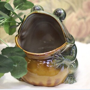 高温窑变瓷大嘴大肚青蛙陶瓷家居摆件 花器  桌面垃圾盆 陶瓷饰品