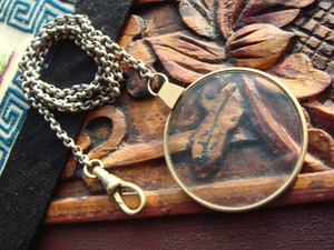 清末---18k金古董单片金丝眼镜