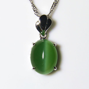 【台湾直送】台湾猫眼石吊坠绿色 女款正品 天然玉项链 完美设计