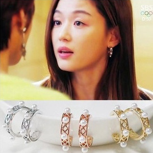 来自星星的你S925纯银珍珠气质耳钉女韩国时尚同款耳饰耳吊