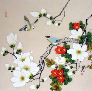 工笔画师 花鸟国画 手绘三尺斗方画花鸟画原稿包真迹喜鹊报喜鸟地