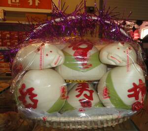 大连特产寿桃篮麦花食品寿桃馒头篮提前36小时订购老人祝寿10斤装