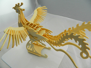 凤凰木制模型玩具3d木质立体拼图儿童四联益智手工模型热销