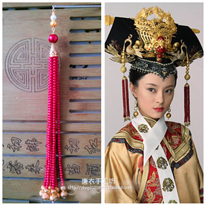 甄嬛传甄嬛孙俪头饰后宫熹贵妃旗头长流苏步摇红色复古宫廷拍照