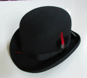 1211号100%羊毛高档时尚德比礼帽男士女士黑色帽子圆顶帽子