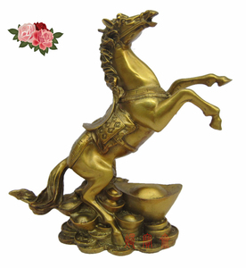 纯铜招财元宝风水马摆件属马者开运吉祥物马上发财