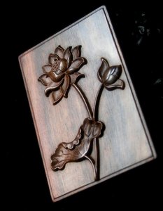 浮雕图/灰度图/玉雕图/石雕图/电脑雕刻图案双面荷花一花一世界
