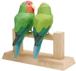 手工diy爱情鸟鹦鹉纸模型3d立体鸟类动物