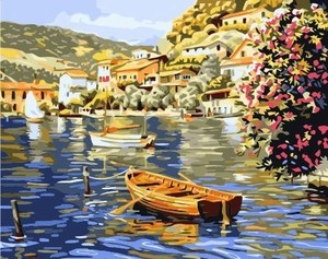数字油画diy包邮 客厅风景手绘装饰画 湖水涟漪 威尼斯小镇