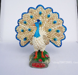 淘海南特色工艺品批家居办公室摆设贝壳海螺动物孔雀开屏