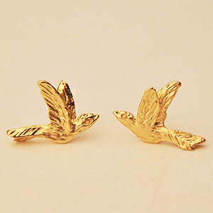 包邮饰品批发 金色和平鸽子耳钉耳饰