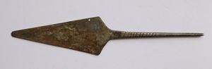 清代民国箭头状铜质柄部刻短线纹老刮片刮刀 古董民俗铜器收藏品