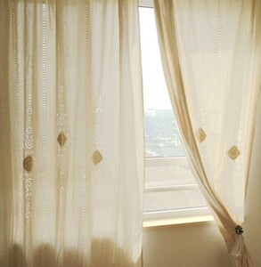 外贸原单zakka日式地中海纯棉粗布成品窗帘遮光帘